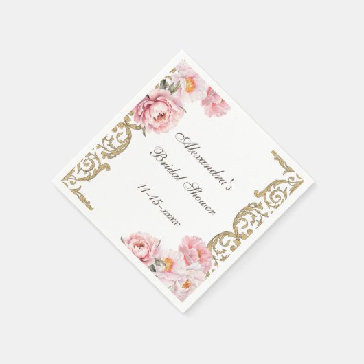 Roze Bloemen Rococo  pioen Vrijgezellenfeest Servet (Hoek)