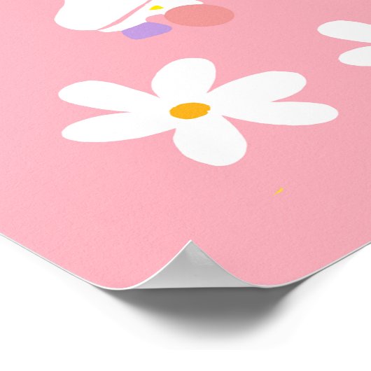 Roze bloemen Roller Skates Inline Skaten Poster (Hoek)