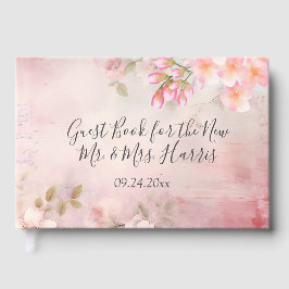 Roze Bloemen Romantisch gastenboek