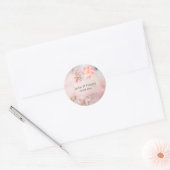 Roze Bloemen Romantisch Ronde Sticker (Envelop)