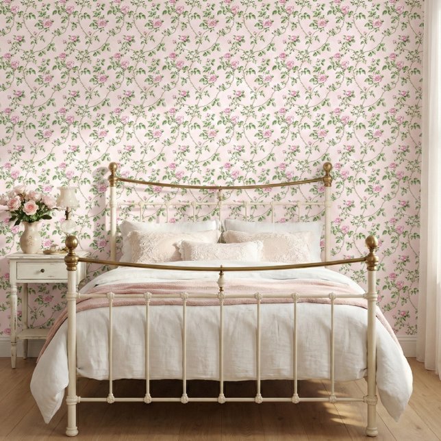  Roze Bloemen Romantisch Roos Patroon Behang (pink rose wallpaper)