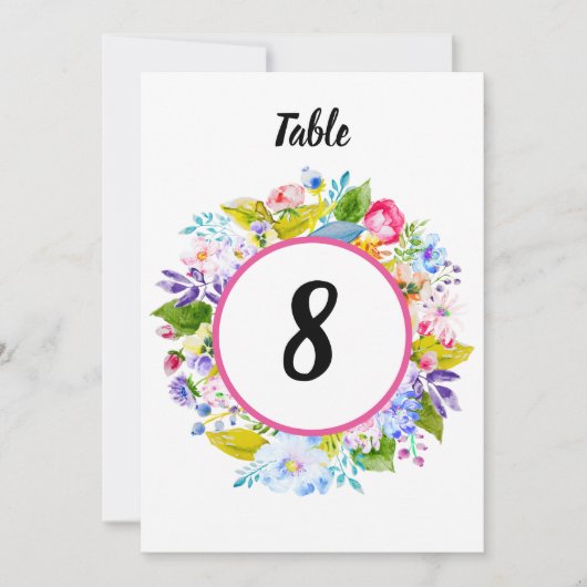 Roze Bloemen Romantisch Tafelnummer (Voorkant)