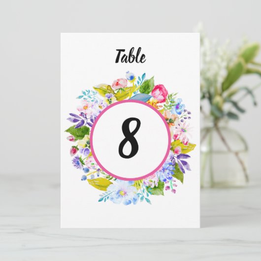 Roze Bloemen Romantisch Tafelnummer (Staand voorkant)