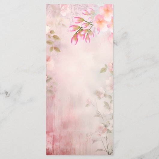 Roze Bloemen Romantisch Trouwmenu Menu (Achterkant)