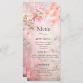 Roze Bloemen Romantisch Trouwmenu Menu (Voorkant / Achterkant)