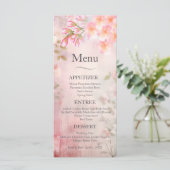 Roze Bloemen Romantisch Trouwmenu Menu (Staand voorkant)