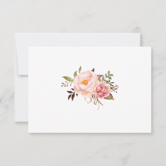 Roze Bloemen Romantische boho chique insert kaart (Achterkant)