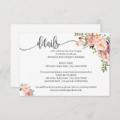 Roze Bloemen Romantische boho chique insert kaart (Voorkant / Achterkant)