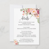 Roze Bloemen Romantische boho chique insert kaart (Voorkant)