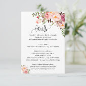 Roze Bloemen Romantische boho chique insert kaart (Staand voorkant)