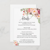 Roze Bloemen Romantische boho chique insert kaart (Voorkant / Achterkant)