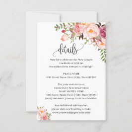 Roze Bloemen Romantische boho chique insert kaart