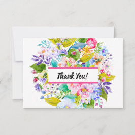 Roze Bloemen Romantische Bruiloft Dank u Bedankkaart