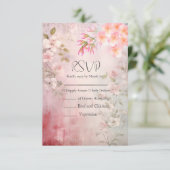 Roze Bloemen Romantische bruiloft RSVP Kaartje (Staand voorkant)