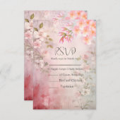 Roze Bloemen Romantische bruiloft RSVP Kaartje (Voorkant / Achterkant)