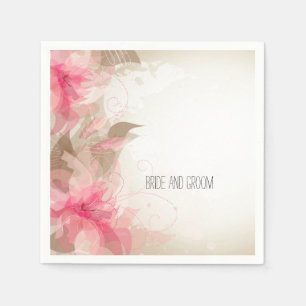 Roze bloemen Romantische bruiloft Servet