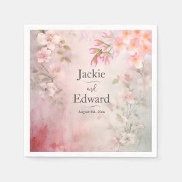 Roze Bloemen Romantische bruiloft Servet