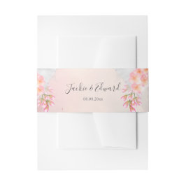 Roze Bloemen Romantische bruiloft Uitnodigingen Wikkel