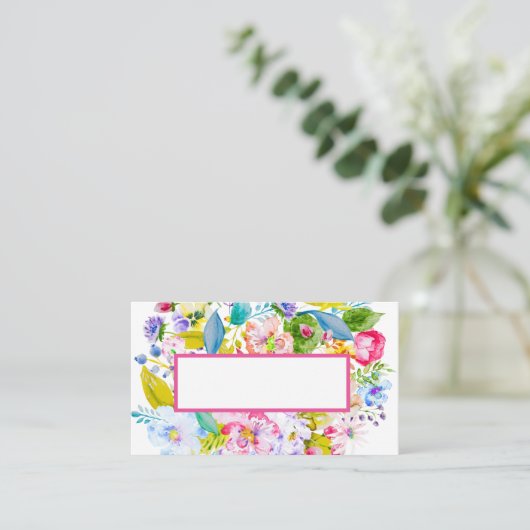 Roze Bloemen Romantische Trouwplaats Kaart Plaatskaartje (Staand voorkant)