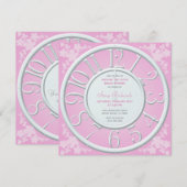 Roze Bloemen Rond de Klok Vrijgezellenfeest Uitnod Kaart (Voorkant / Achterkant)