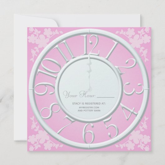 Roze Bloemen Rond de Klok Vrijgezellenfeest Uitnod Kaart (Achterkant)