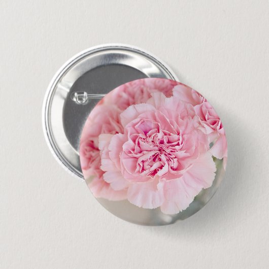 Roze bloemen ronde button 5,7 cm (Voorkant /achterkant)