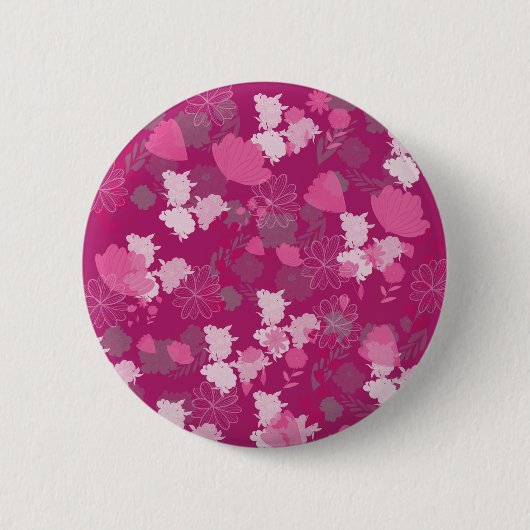 roze bloemen ronde button 5,7 cm (Voorkant)