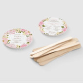 Roze Bloemen Ronde Gouden Huwelijksprogramma Fan Handwaaier (Niet-gemonteerd)