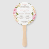 Roze Bloemen Ronde Gouden Huwelijksprogramma Fan Handwaaier (Achterkant)