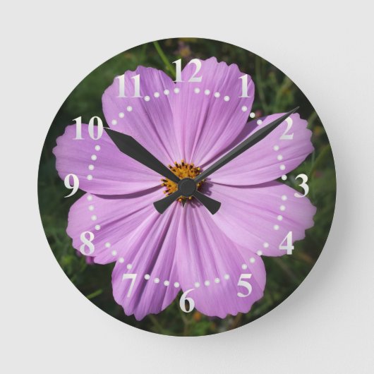 roze bloemen ronde klok (Voorkant)