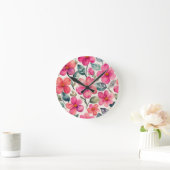 Roze bloemen ronde klok (Huis)