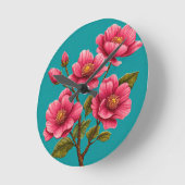 Roze bloemen ronde klok (Hoek)