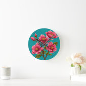 Roze bloemen ronde klok (Huis)