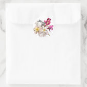 Roze bloemen ronde sticker (Tas)