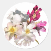 Roze bloemen  ronde sticker (Voorkant)