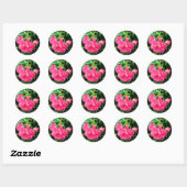 Roze bloemen ronde sticker (Vel)