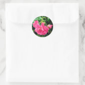 Roze bloemen ronde sticker (Tas)