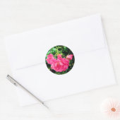 Roze bloemen ronde sticker (Envelop)