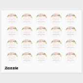 Roze Bloemen Ronde Sticker (Vel)
