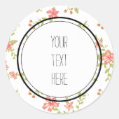 Roze bloemen ronde sticker (Voorkant)