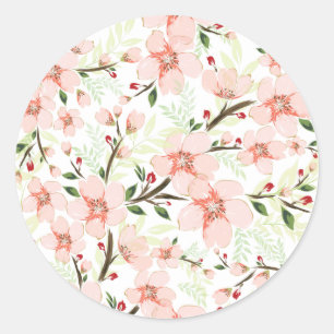 Roze bloemen ronde sticker