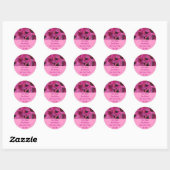 Roze bloemen ronde sticker (Vel)