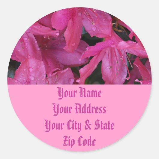 Roze bloemen ronde sticker (Voorkant)
