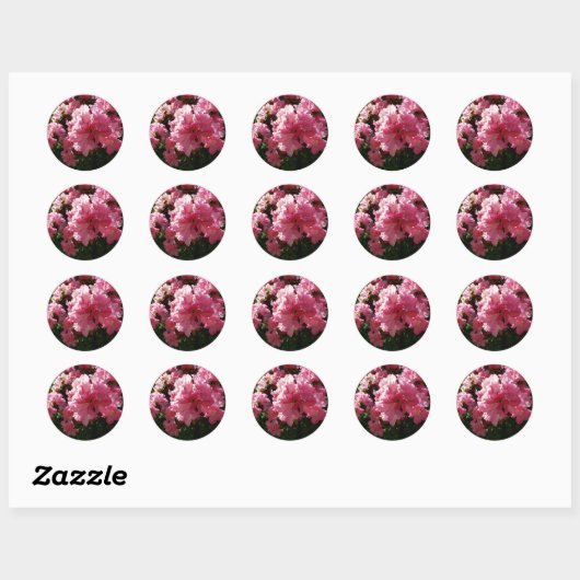 Roze bloemen ronde sticker (Vel)