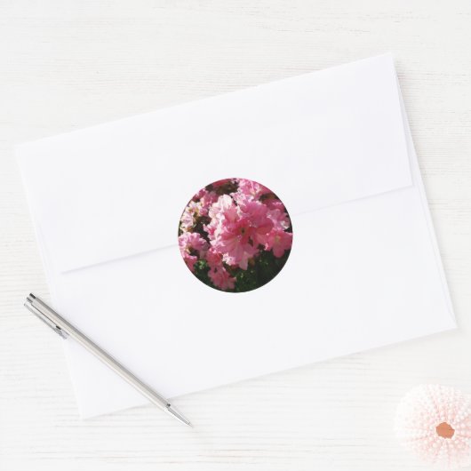 Roze bloemen ronde sticker (Envelop)