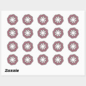 Roze bloemen ronde sticker (Vel)