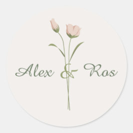 Roze Bloemen Ronde Stickers voor Trouwverpakking