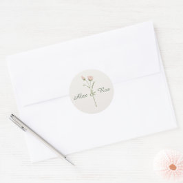 Roze Bloemen Ronde Stickers voor Trouwverpakking