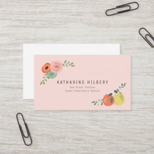 Roze Bloemen Roos & Appels Docent Visitekaartje