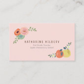 Roze Bloemen Roos & Appels Docent Visitekaartje (Voorkant)